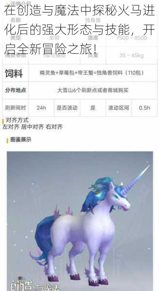在创造与魔法中探秘火马进化后的强大形态与技能,开启全新冒险之旅!