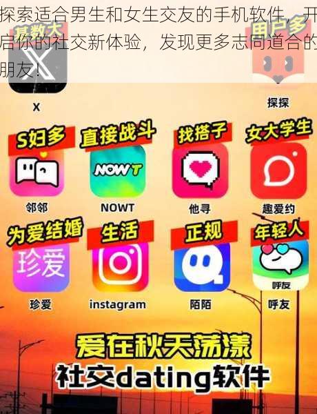 探索适合男生和女生交友的手机软件,开启你的社交新体验,发现更多志同道合的朋友!