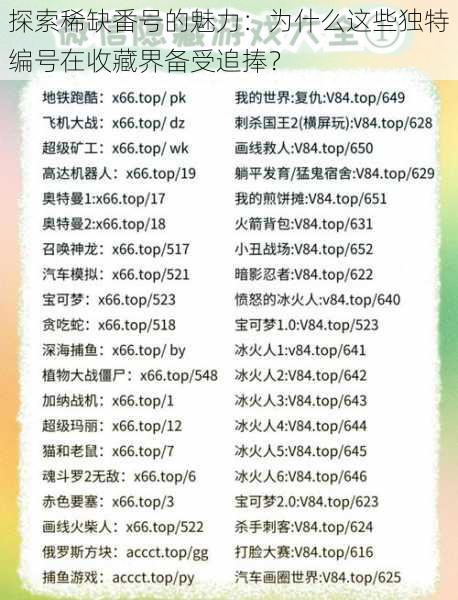探索稀缺番号的魅力:为什么这些独特编号在收藏界备受追捧?