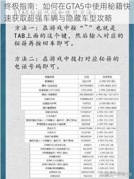 终极指南：如何在GTA5中使用秘籍快速获取超强车辆与隐藏车型攻略