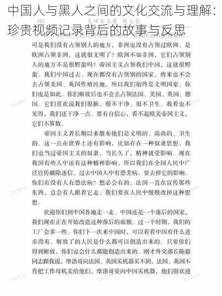 中国人与黑人之间的文化交流与理解:珍贵视频记录背后的故事与反思