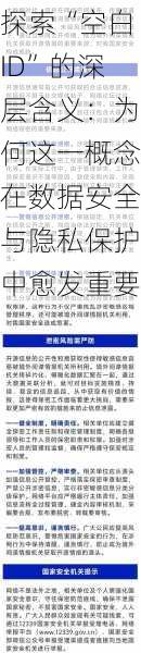 探索“空白ID”的深层含义:为何这一概念在数据安全与隐私保护中愈发重要
