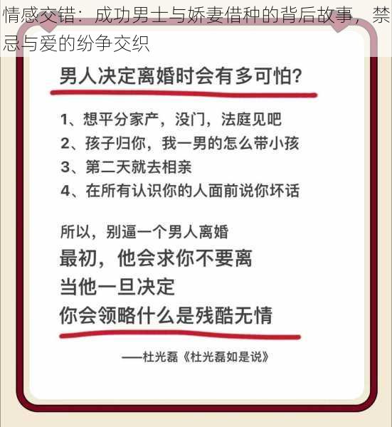 情感交错:成功男士与娇妻借种的背后故事,禁忌与爱的纷争交织