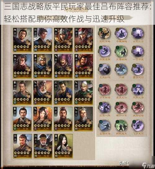 三国志战略版平民玩家最佳吕布阵容推荐:轻松搭配助你高效作战与迅速升级