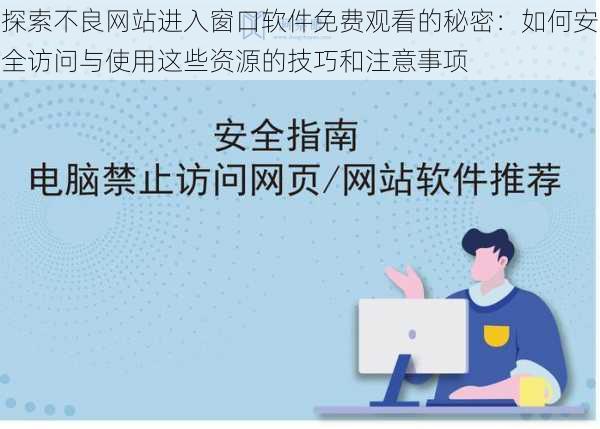探索不良网站进入窗口软件免费观看的秘密:如何安全访问与使用这些资源的技巧和注意事项