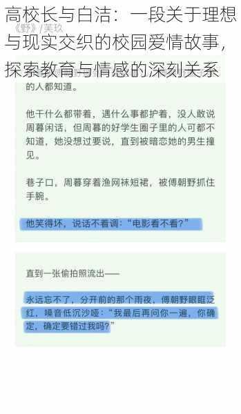 高校长与白洁:一段关于理想与现实交织的校园爱情故事,探索教育与情感的深刻关系