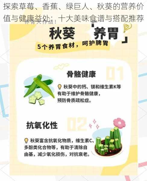 探索草莓、香蕉、绿巨人、秋葵的营养价值与健康益处：十大美味食谱与搭配推荐
