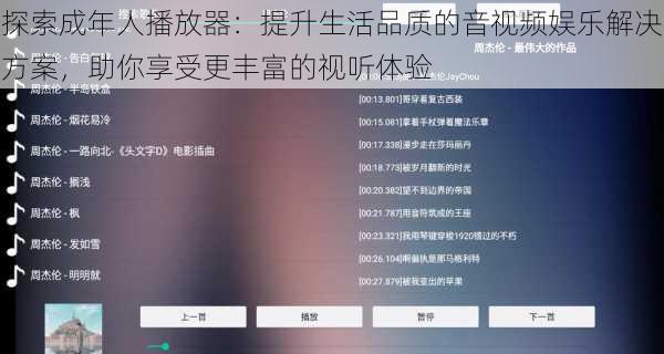 探索成年人播放器:提升生活品质的音视频娱乐解决方案,助你享受更丰富的视听体验