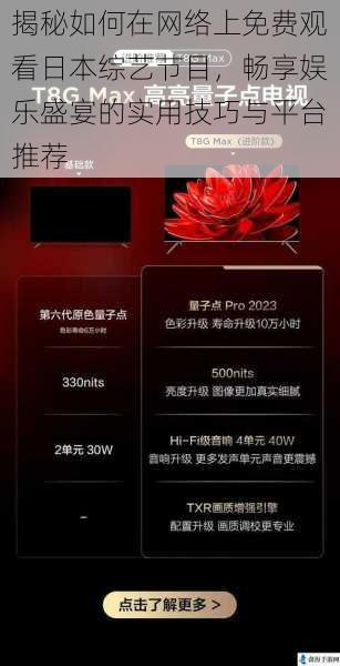 揭秘如何在网络上免费观看日本综艺节目,畅享娱乐盛宴的实用技巧与平台推荐