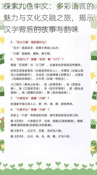 探索九色中文:多彩语言的魅力与文化交融之旅,揭示汉字背后的故事与韵味