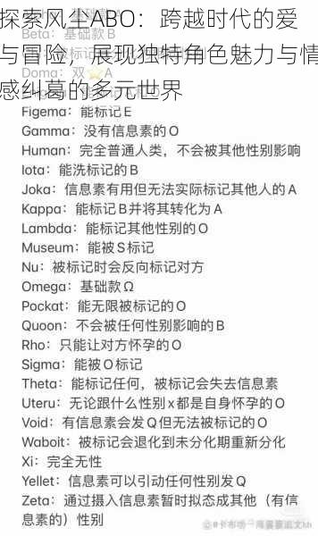 探索风尘ABO:跨越时代的爱与冒险,展现独特角色魅力与情感纠葛的多元世界