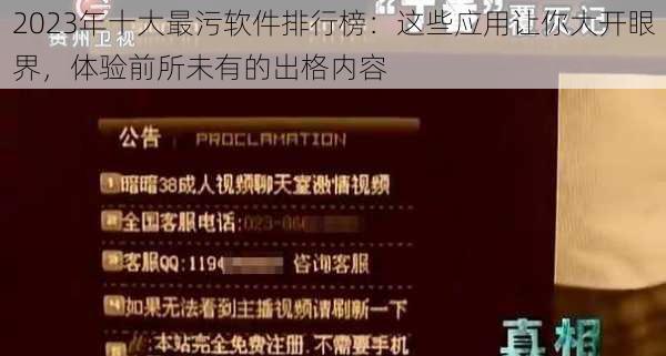 2023年十大最污软件排行榜：这些应用让你大开眼界，体验前所未有的出格内容