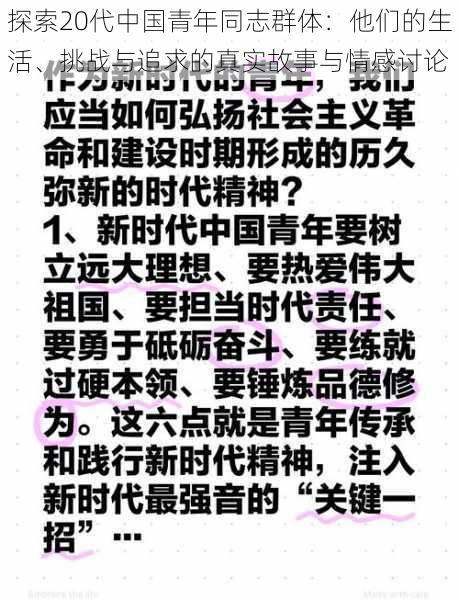 探索20代中国青年同志群体：他们的生活、挑战与追求的真实故事与情感讨论
