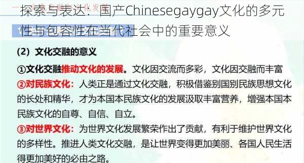 探索与表达:国产Chinesegaygay文化的多元性与包容性在当代社会中的重要意义