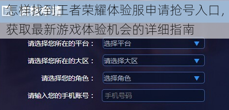 怎样找到王者荣耀体验服申请抢号入口，获取最新游戏体验机会的详细指南