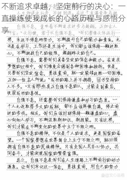 不断追求卓越,坚定前行的决心:一直操练使我成长的心路历程与感悟分享